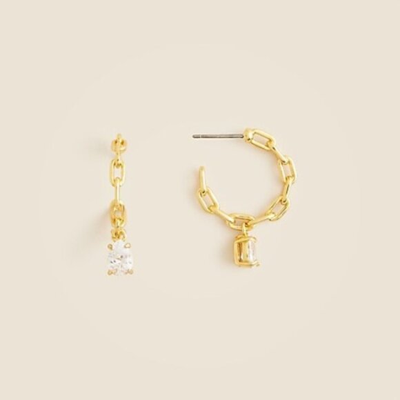 J.Crew Chainlink Hoop Earrings with Crystals - Picture 2 of 7